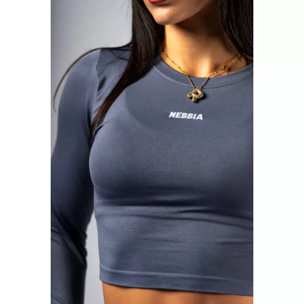  Nahtloses Crop-Top mit langen Ärmeln POWER 892 GREY Nebbia 