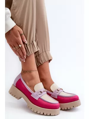 Damenmokassins ZAZOO 3475 BEIGE/FUCHSIA/FLIEDER
