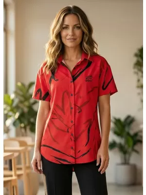 Premium-Shirt für Damen ALTISPORT VOJ/ALW049KOS01 SCHWARZ UND ROT