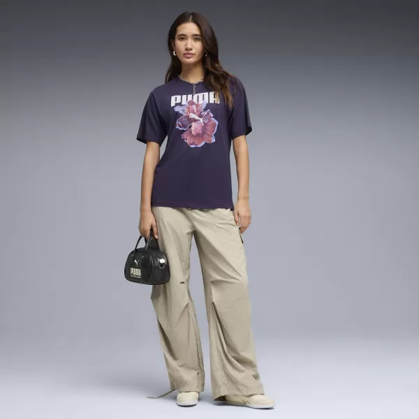  Damen-T-Shirt PUMA GRAPHICS RELAXED TEE BETTER 691908_64 TIEFE PFLAUME 