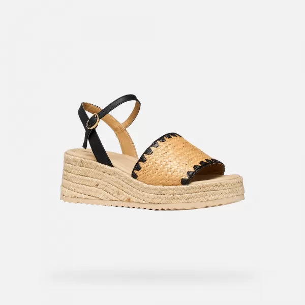  Keilschuhe für Damen GEOX ALEMERIA G012882 SCHWARZ 