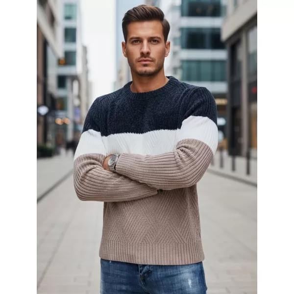  Herrenpullover DSTREET WX2321 BEIGE/DUNKELBLAU 