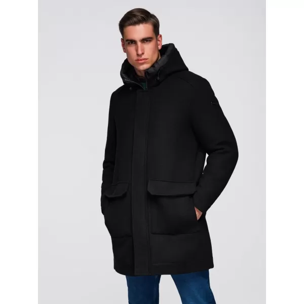  Herrenmantel OMBRE OM-COWC-0132 SCHWARZ 