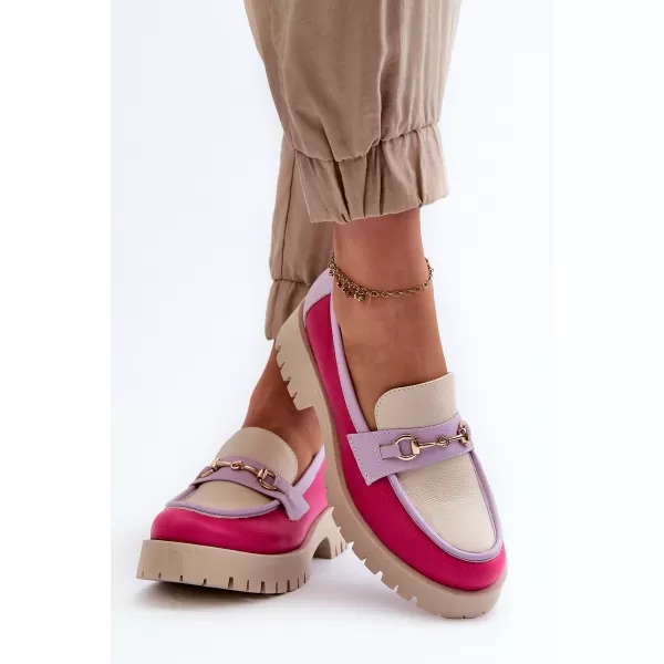  Damenmokassins ZAZOO 3475 BEIGE/FUCHSIA/FLIEDER 