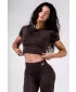Nahtloses Crop-Top mit kurzen Ärmeln POWER 891 DARK BROWN Nebbia