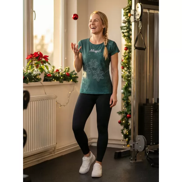  Premium-Weihnachts-T-Shirt für Damen ALTISPORT VOJ/ALWVN8TR06 GRÜN 