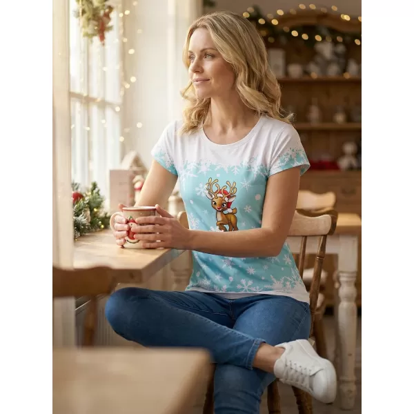 Premium-Weihnachts-T-Shirt für Damen ALTISPORT VOJ/ALWVN3TR06 BLAU 