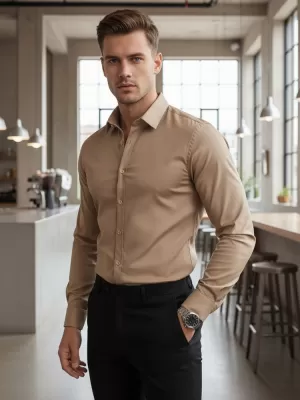 Herrenhemd DSTREET DX2681 BEIGE