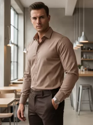 Herrenhemd DSTREET DX2686 BEIGE