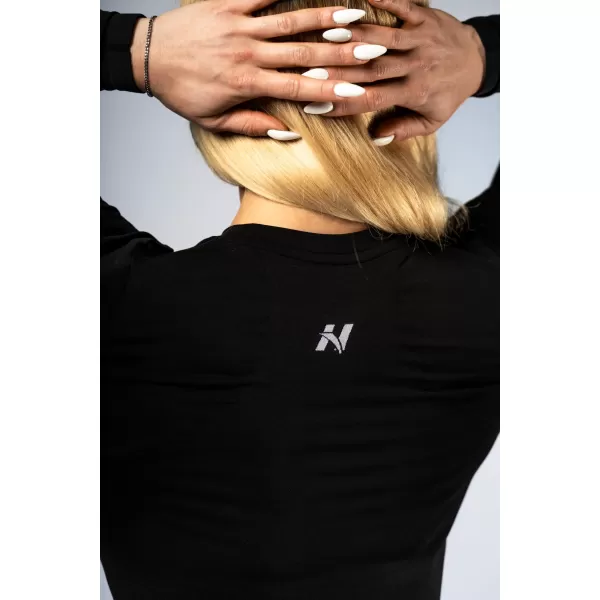  Nahtloses Crop-Top mit langen Ärmeln POWER 892 BLACK Nebbia 