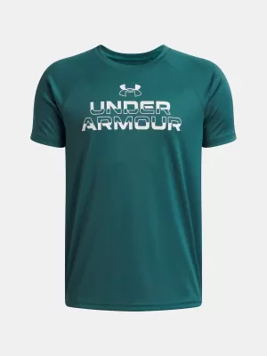 T-Shirt für Jungen UNDER ARMOUR UA TECH SPLIT WORDMARK SS 1383010-338 GRÜN