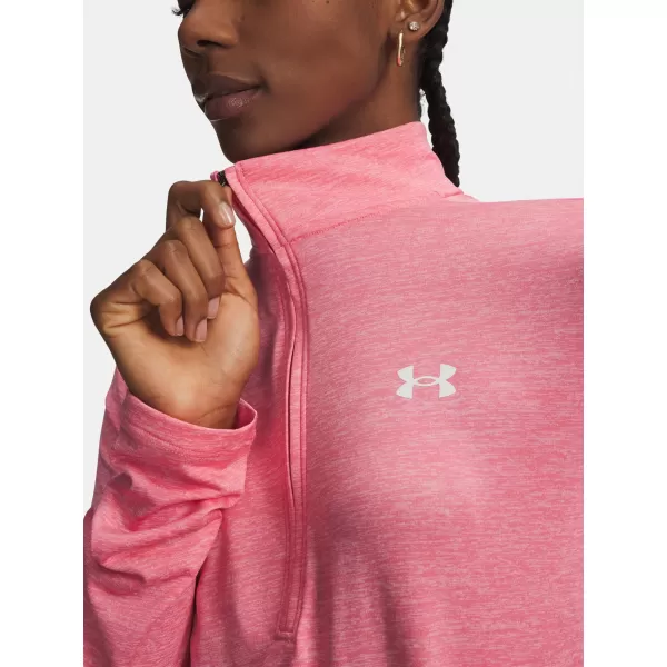  Damen-T-Shirt TECH 1/2 ZIP- TWIST 1384225-601 ROSA Under Armour 