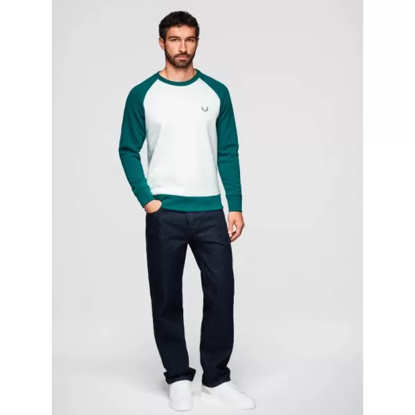  Herren-Sweatshirt OMBRE OM-SSNZ-0239 CREMEFARBEN UND DUNKELGRÜN 