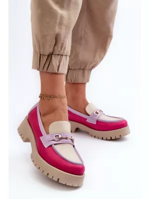 Damenmokassins ZAZOO 3475 BEIGE/FUCHSIA/FLIEDER