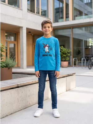 Kinder-T-Shirt ALPINE PRO ECCO 2 NEON-ATOMARBLAUE PA-VARIANTE