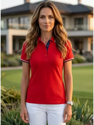 Damen-T-Shirt mit Kragen MALFINI FOCUS 233 ROT