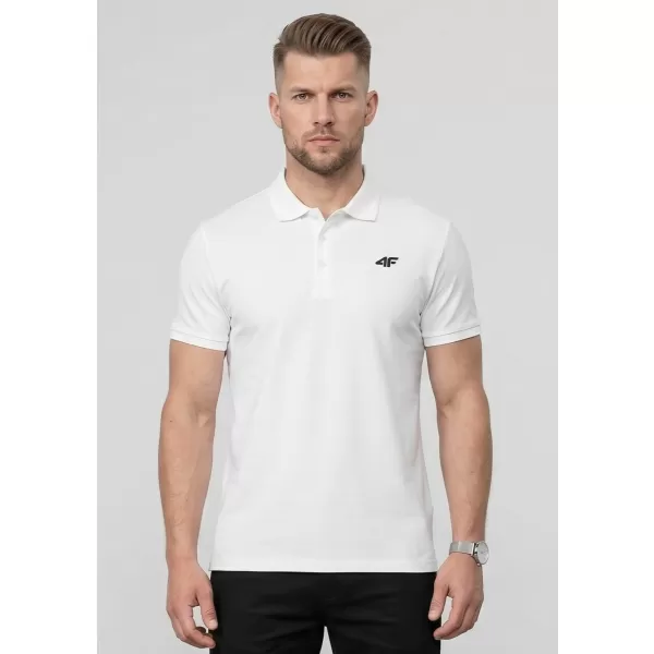  Herren-T-Shirt mit Kragen 4F WMM00TPTSM0770 WEIß 