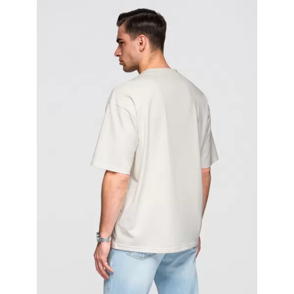  Herren-T-Shirt OMBRE OM-TSBC-0291 SCHWARZ/CREMEFARBEN/HELLOLIV 