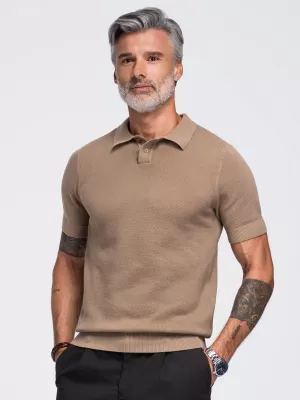 Herren-Poloshirt OMBRE OM-POSS-0178 HELLBRAUN