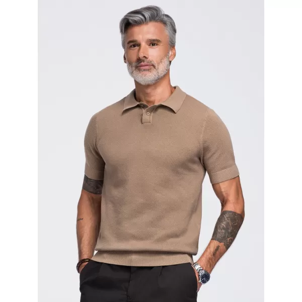  Herren-Poloshirt OMBRE OM-POSS-0178 HELLBRAUN 