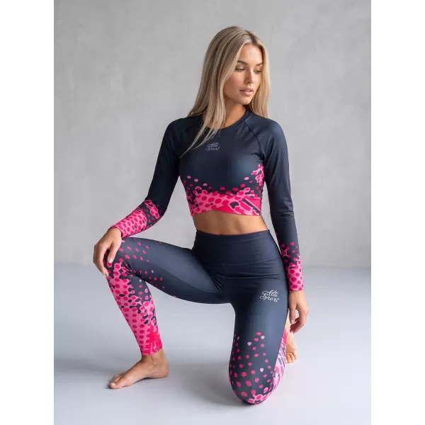  Premium-Leggings für Damen (neue Größen) ALTISPORT VOJ/ALW109LEG05 ROSA-SCHWARZ 