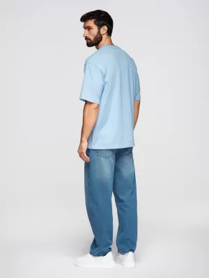 Herren-T-Shirt OMBRE OM-TSBC-0291 SCHWARZ/HELLBLAU/CREMEWEIß