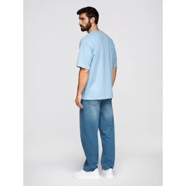  Herren-T-Shirt OMBRE OM-TSBC-0291 SCHWARZ/HELLBLAU/CREMEWEIß 