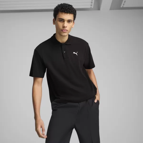  Herren-T-Shirt mit Kragen PUMA WARDROBE ESS PIQUE RELAXED POLO 62965701 PUMA SCHWARZ 