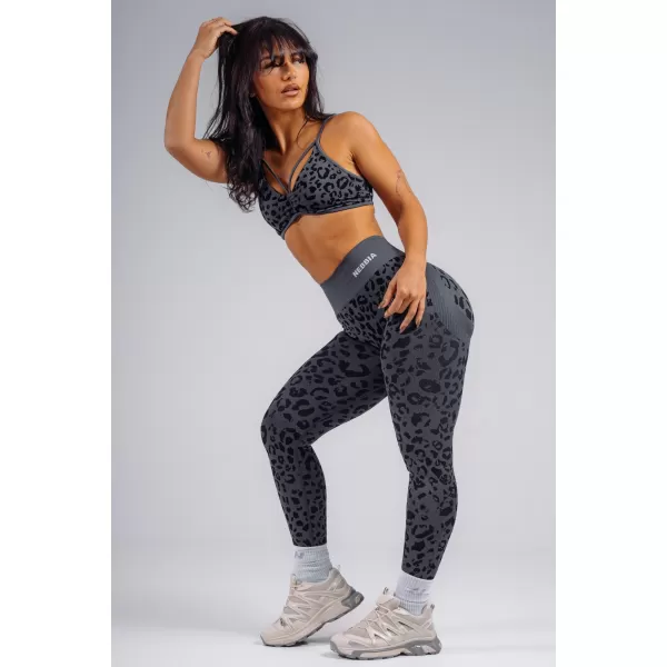  Kompressions-Push-up-Leggings mit Leopardenmuster NEBBIA PRIMAL 849 SCHWARZER LEOPARD 
