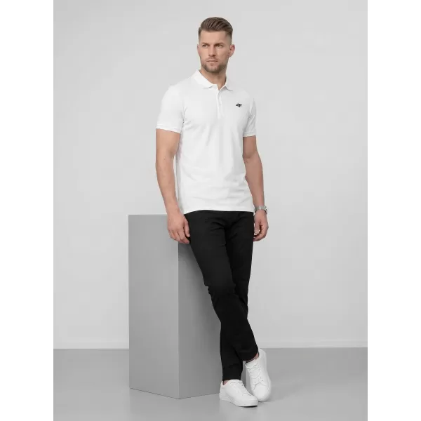  Herren-T-Shirt mit Kragen 4F WMM00TPTSM0770 WEIß 