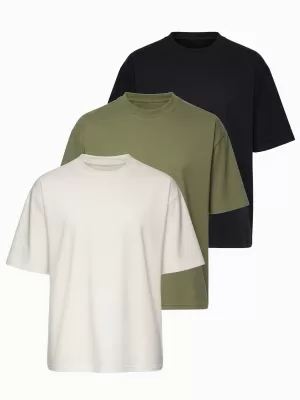 Herren-T-Shirt OMBRE OM-TSBC-0291 SCHWARZ/CREMEFARBEN/HELLOLIV