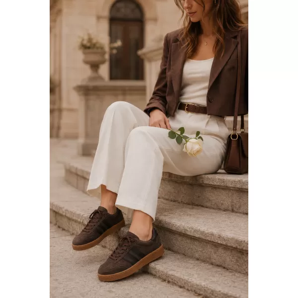  Wildleder-Sneaker für Damen EVENTO 26PB18-628 KAFFEE/SCHWARZ 