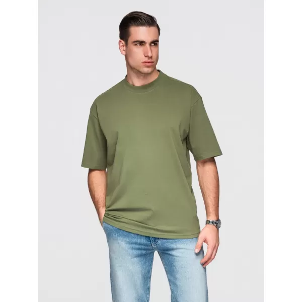  Herren-T-Shirt OMBRE OM-TSBC-0291 SCHWARZ/CREMEFARBEN/HELLOLIV 