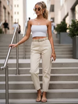 Damenhosen DSTREET UY3089 NATURFARBEN