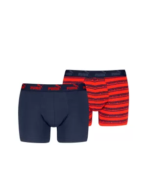 Herren-Boxershorts PUMA ELEMENTS MEN STRIPED BOXERS 2P 93884205 ROT/MARINE