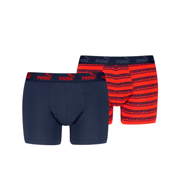  Herren-Boxershorts PUMA ELEMENTS MEN STRIPED BOXERS 2P 93884205 ROT/MARINE 