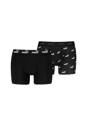 Herren-Boxershorts PUMA ELEMENTS MEN LOGO PRINT BOXERS 2P 93875405 SCHWARZ