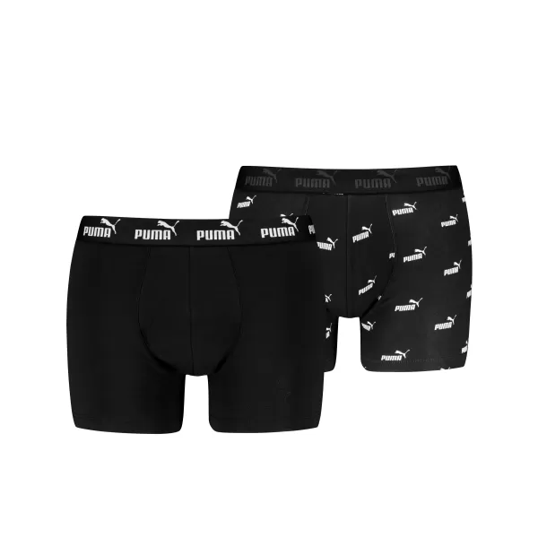  Herren-Boxershorts PUMA ELEMENTS MEN LOGO PRINT BOXERS 2P 93875405 SCHWARZ 
