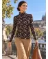Rollkragenpullover für Damen ALTISPORT ILYSA SCHWARZ/BEIGE