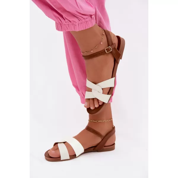  Damensandalen S.BARSKI KV51-022 BRAUN/WEIß 