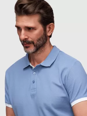 Herren-T-Shirt mit Kragen OMBRE OM-POSS-0170 BLAU