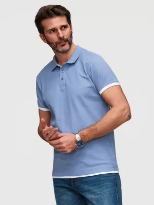 Herren-T-Shirt mit Kragen OMBRE OM-POSS-0170 BLAU