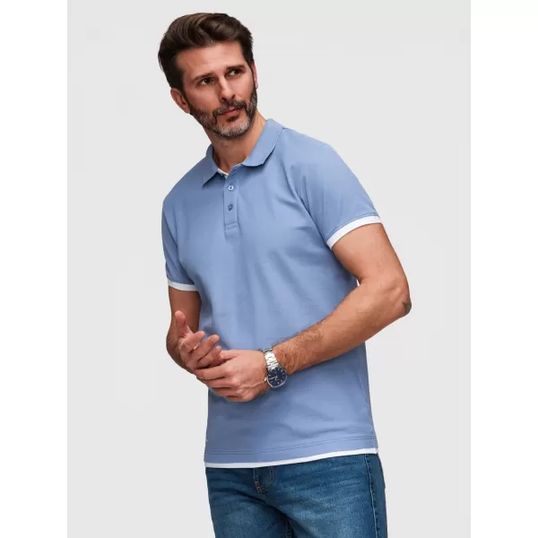  Herren-T-Shirt mit Kragen OMBRE OM-POSS-0170 BLAU 