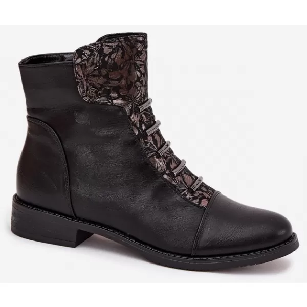  Damen-Stiefeletten BOTO ASA62-16 SCHWARZ/GEMUSTER 