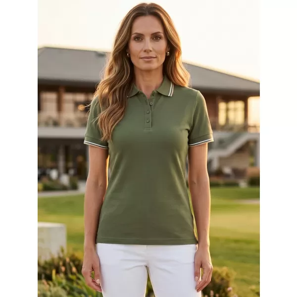 Damen-T-Shirt mit Kragen MALFINI FOCUS 233 KHAKI 