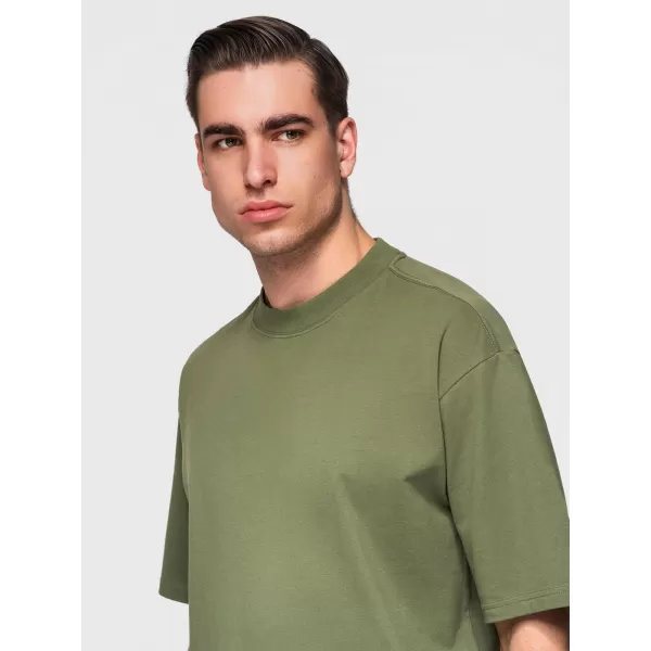  Herren-T-Shirt OMBRE OM-TSBC-0291 SCHWARZ/CREMEFARBEN/HELLOLIV 