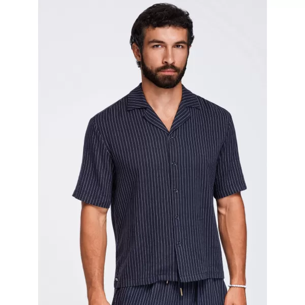  Herrenhemd OMBRE OM-SHSS-0222 MARINEBLAU 