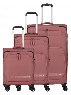 Ein Satz Koffer TRAVELITE Kick Off 4w S, M exp, L exp ROSE