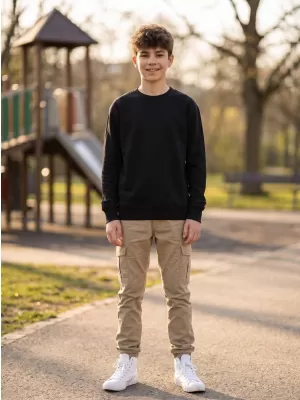 Kinder-Sweatshirt MALFINI CREW 427 SCHWARZ