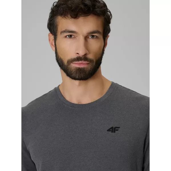  Herren-T-Shirt mit langen Ärmeln 4F WMM00TLONM611 DUNKELGRAU MELIERT 